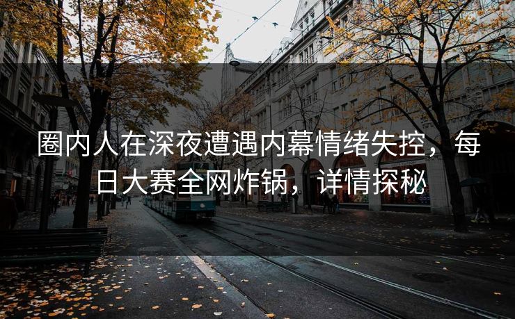 圈内人在深夜遭遇内幕情绪失控，每日大赛全网炸锅，详情探秘
