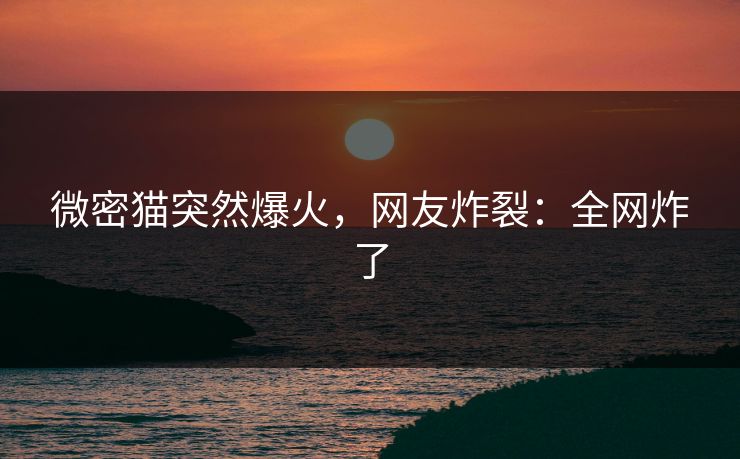 微密猫突然爆火，网友炸裂：全网炸了