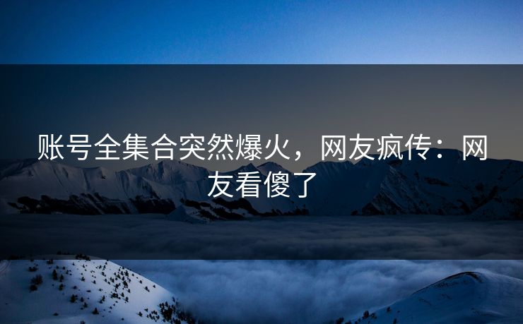 账号全集合突然爆火，网友疯传：网友看傻了