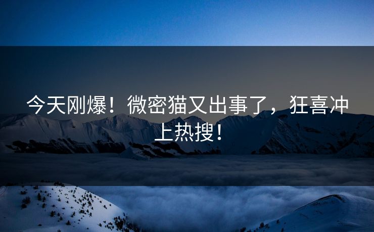 今天刚爆！微密猫又出事了，狂喜冲上热搜！