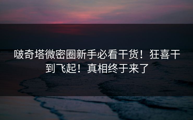 啵奇塔微密圈新手必看干货！狂喜干到飞起！真相终于来了