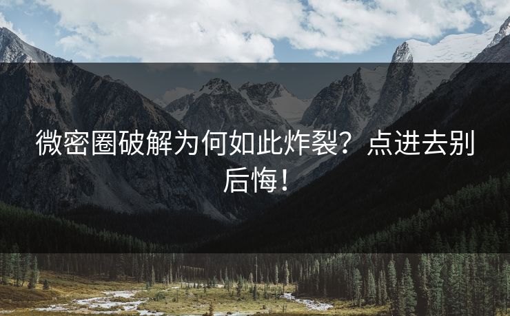 微密圈破解为何如此炸裂？点进去别后悔！