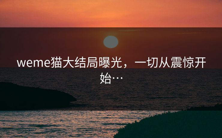 weme猫大结局曝光,一切从震惊开始…