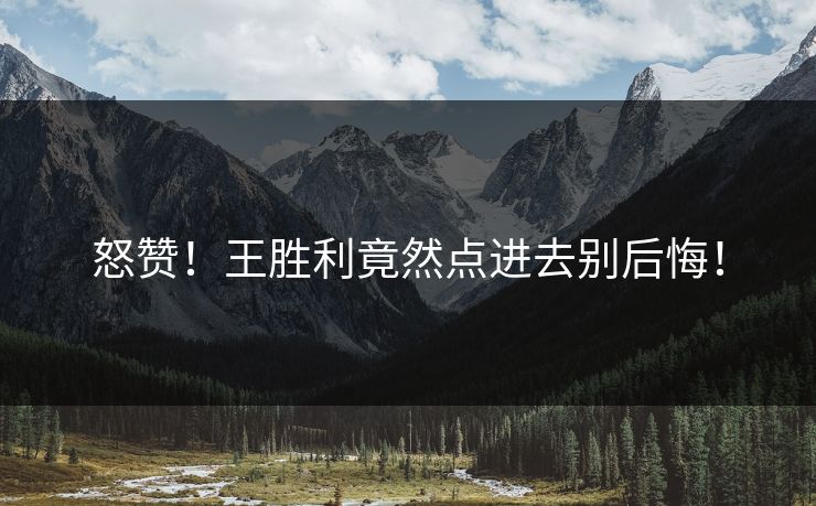 怒赞!王胜利竟然点进去别后悔!