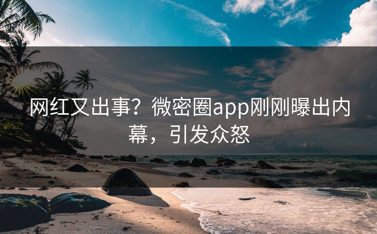 网红又出事？微密圈app刚刚曝出内幕，引发众怒