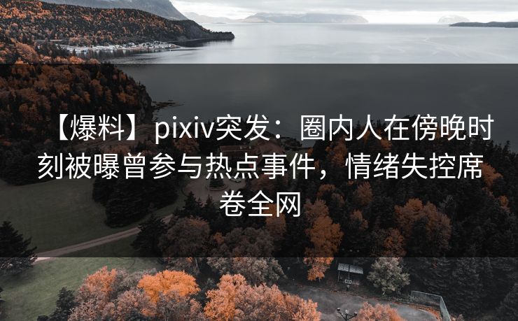 【爆料】pixiv突发：圈内人在傍晚时刻被曝曾参与热点事件，情绪失控席卷全网