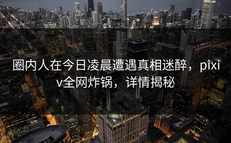 圈内人在今日凌晨遭遇真相迷醉，pixiv全网炸锅，详情揭秘