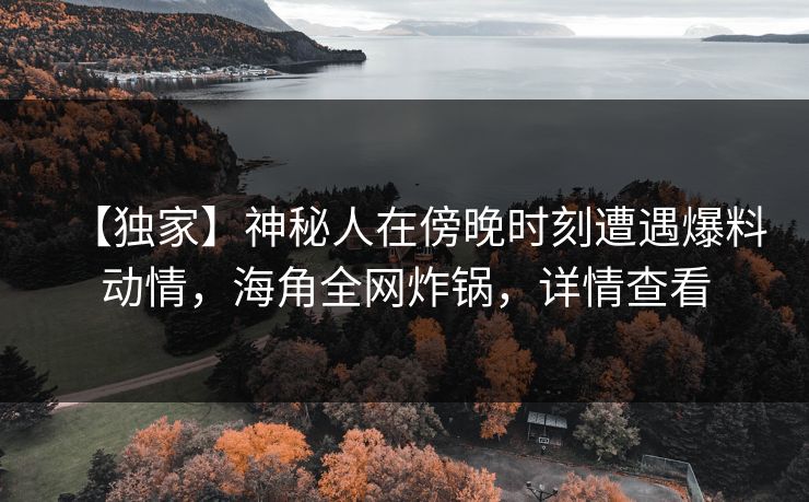 【独家】神秘人在傍晚时刻遭遇爆料动情，海角全网炸锅，详情查看