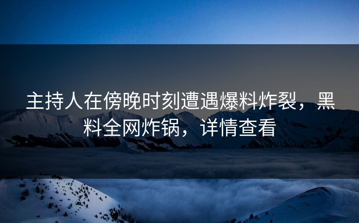 主持人在傍晚时刻遭遇爆料炸裂,黑料全网炸锅,详情查看