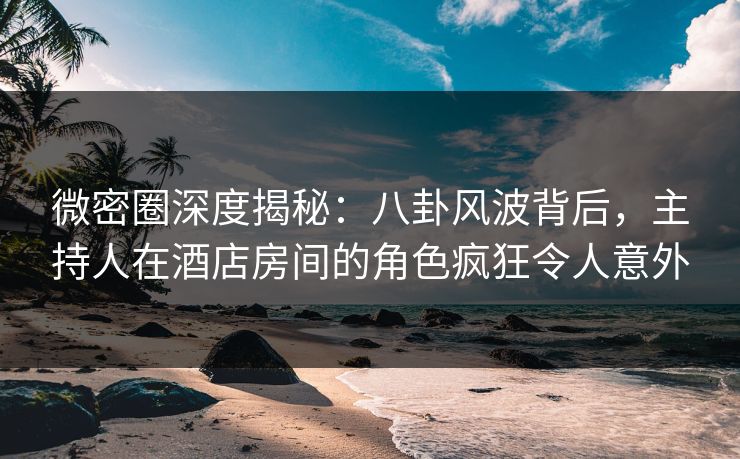微密圈深度揭秘：八卦风波背后，主持人在酒店房间的角色疯狂令人意外