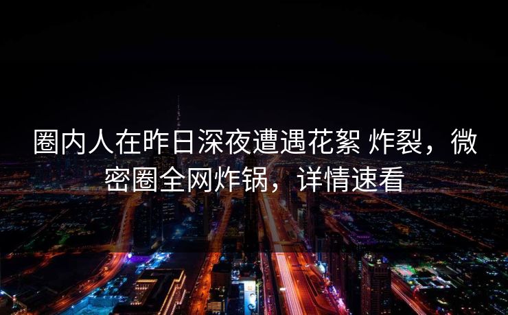 圈内人在昨日深夜遭遇花絮 炸裂，微密圈全网炸锅，详情速看
